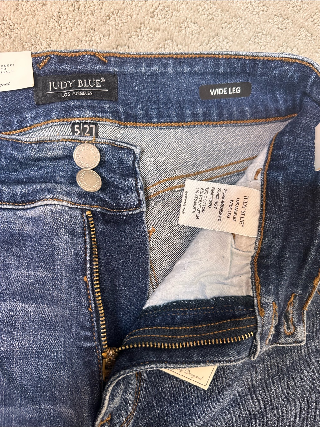 Nwt Sz 5/27 Judy Blue Wide Leg Trouser Jeans Medium Wash Stretch — image 7 of 8
